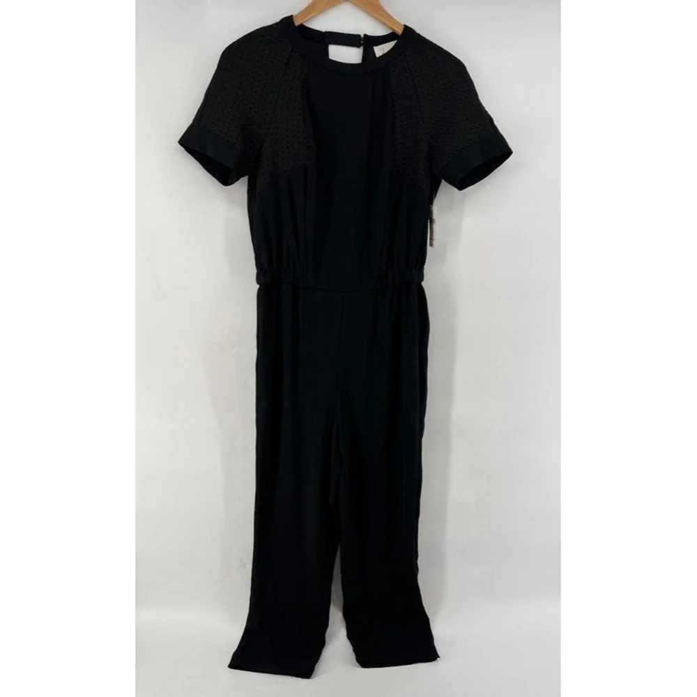 Anthropologie Allegory Jumpsuit Black Petite SP Textured Minimalist Capsule NWT